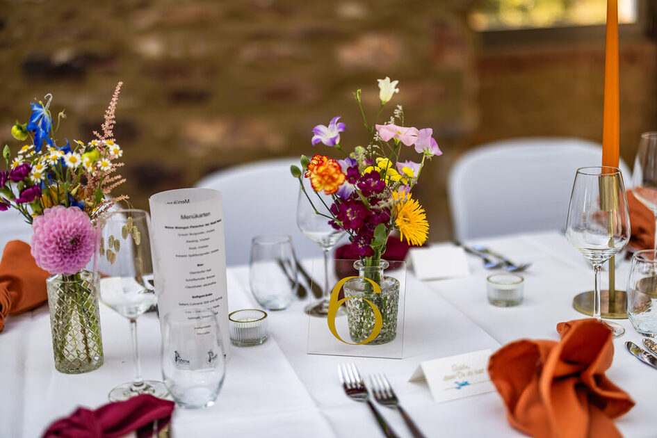 Tischdeko im Jagdschloss Platte